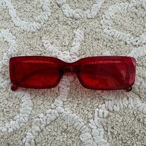 Claire’s Translucent Red Rectangular Frame Sunglasses